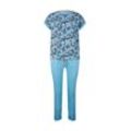 TOM TAILOR Damen Pyjama Set mit gemustertem Oberteil, blau, Gemustert, Gr. 36