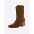 Stiefel HEINE, Damen, Gr. 36, braun (cognac), Leder, Veloursleder, Glattleder, Rindsleder, modisch, Schuhe Cowboyboots Cowboy-Stiefelette Stiefelette