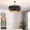 Lindby Deckenlampe Jusari, schwarz, Textil, Ø 56 cm, E27