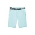 TOM TAILOR Herren Slim Chino Shorts mit Gürtel, blau, Uni, Gr. 36