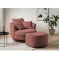 Drehsessel LEONIQUE "MAISIE, Love Seat XXL Lese-Sessel, Big-Sessel mit Hocker", rosa (altrosa), B:120cm H:86cm T:173cm, Sessel, Set in MEGA CORD und Web-Velours, drehbar 360 Grad