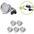 LED Einbaustrahler Set 6St inkl Netzteil 0.6W IP67 3000K Ø30*18.5mm