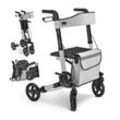 Juskys Rollator Vital faltbar, leicht & höhenverstellbar aus Aluminium bis 130 kg mit Sitz Grau