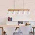 Gbly - Pendelleuchte Esstisch Hängelampe Weiß - Esstischlampe Esszimmer Pendellampe Holz Modern Hängeleuchte E27 Küche 5 Flammig Weiß Esszimmerlampe