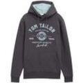 TOM TAILOR Herren Hoodie Sweatshirt mit Logo-Print, schwarz, Uni, Gr. XXL