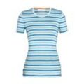 Icebreaker Merinomix Wave T-Shirt Stripe - Frau - Haze/azul - Größe XL