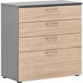 MÖBELPARTNER 1500 Schubladenschrank anthrazit, eiche hell 4 Schubladen 80,2 x 41,0 x 84,2 cm