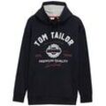 TOM TAILOR Herren Plus Size - Hoodie mit Logo Print, blau, Logo Print, Gr. 2XL