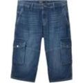 TOM TAILOR Herren Morris Overknee Shorts mit recycelter Baumwolle, blau, Uni, Gr. 30