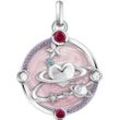 Ketten-Anhänger THOMAS SABO "rosa mit Herzplaneten und Steinen, PE959-340-9" Schmuckanhänger Gr. Silber 925 (Sterlingsilber), 9,27 g, rosa (silberfarben-rosa-rot-blau-weiß-lila + rosa, rot, blau, weiß, lila) Damen mit Glas-Keramik Stein, Korund (synth.), Zirkonia (synth.)