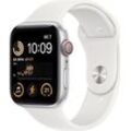 Apple Watch SE 40 mm (2022) GPS + Cellular silber Sportarmband weiß S/M + M/L