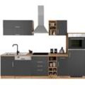 Küchenzeile KOCHSTATION "KS-Colmar", grau (küche: anthrazit, wotan, korpus: wotaneichfarben, arbeitsplatte: wotaneichfarben), B:300cm T:60cm, Komplettküchen-Sets, ohne E-Geräte, Breite 300 cm