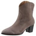 Westernstiefelette GABOR Gr. 37, grau (taupe), Damen, Ziegenveloursleder, Schuhe Cowboyboots Cowboy-Stiefelette Stiefelette Cowboyboots, Stiefelette mit dezenten Ziernähten