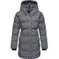 Steppmantel RAGWEAR "Niara Print" Gr. L (40), schwarz Damen Mäntel Wintermantel mit angesagtem Hahnentritt Muster