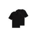 TOM TAILOR Herren Basic T-Shirt im Doppelpack mit V-Ausschnitt, schwarz, Uni, Gr. XL