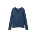 TOM TAILOR Damen Pullover mit V-Ausschnitt, blau, Uni, Gr. XXL