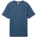 TOM TAILOR Herren Geripptes Basic T-Shirt, blau, Uni, Gr. S