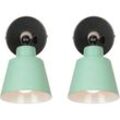 2x 180° Verstellbar Wandleuchte Metall Hölzern E27 Wandlampe Nordisch Moderne Stil Deckenlampe für Schlafzimmer Bar Café Badezimmer Mattgrün