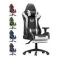 Gaming Stuhl 110kg - bigzzia Gaming Stuhle mit Lendenwirbelstütze - Gaming Chair mit einklappbaren Fußstütze - Gamer Stuhl PU Leder - Gaming Stühle