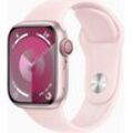 Apple Watch Series 9 Aluminium 41 mm (2023) GPS rosé Sportarmband hellrosa M/L