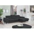 Ecksofa COTTA "Komaris L-Form", schwarz, B:244cm H:72cm T:166cm, Microfaser PRIMABELLE (100% Polyester), Kunstleder SOFTLUX(100%Polyurethan), Feinstruktur (100% Polyester), Kunstleder SOFTLUX/Struktur (100%Polyurethan, 90%Polyester, 10% Polyacryl), Sofas, mit Kopfteilverstellung, wahlweise Bettfunktion,Stauraum & Beleuchtung, Topseller