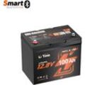 Litime - 12V 100Ah Group 24 Bluetooth LiFePO4 Lithium Batterie mit 100A bms und Low-Temp-Schutz, Max.15000 Zyklen, 1280Wh, für Wohnmobile, Van,