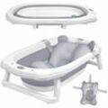 Babybadewanne 82x50cm Faltbar Baby Bath Wanne Anthrazit pp+pte Babywanne mit Rutschfeste Fußpolster Badewanne Für Babys Kinder (mit Sitzkissen) Naizy