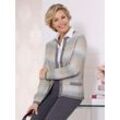 Cardigan CLASSIC Gr. 38, grau (hellgrau, beige, gemustert), Damen, 94% Polyacryl, 4% Polyester, 2% metallisierte Fasern, gemustert, mehrfarbig, Strickjacken