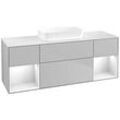 Villeroy und Boch Finion Waschtischunterschrank F741GFGJ 160x60,3x50,1cm, Regale Glossy white lacquer, Light grey matt