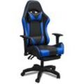 Swanew - Gaming Stuhl Schreibtischstuhl Bürostuhl mit Fußstützen Kissen Ergonomischer pc Stuhl Schwarz-Blau