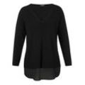 Pullover im Layering-Look, mit V-Ausschnitt, schwarz, Gr.44