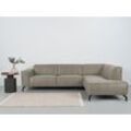 Ecksofa PLACES OF STYLE "Lorcan", grau (stone), B:275cm H:77cm T:210cm, 65% Polyester, 35% Lederfasern, Sofas, mit schwarzen Metallfüßen, Lederoptik und in weichem Strukturstoff