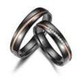 Verlobungsring MARRYA "BLACK TITANIUM by MARRYA" Gr. 48, schwarz (damen ring, schwarz, gold), Fingerringe, Damen, 48, Titan