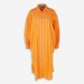 Orangefarbenes Midikleid im Hemd-Stil