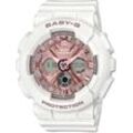 Chronograph CASIO BABY-G "BA-130-7A1ER", rosa (weiß), Armbanduhren, Damen, Quarzuhr, Armbanduhr, Damenuhr, digital, Stoppfunktion, Weltzeit