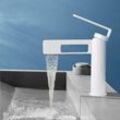 Sjqka - Moderner Badezimmer-Wasserhahn im kreativen Design, schwarzer Waschtisch-Wasserhahn, Badezimmer-Mischbatterie, Einloch-Waschtisch-Wasserhahn,