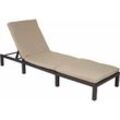 HHG - neuwertig] Poly-Rattan Sonnenliege 605, Relaxliege Gartenliege Liege Basic braun, Kissen creme