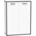 Kommode FORTE "Keflav", weiß (weiß, uni wolfram grau), B:84,5cm H:115,1cm T:41,5cm, Spanplatte, Sideboards, Breite 84,5 cm