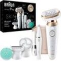 Epilierer BRAUN "Silk-épil Flex SkinSpa 9 9-681", gold (goldfarben), Epilierer, Damen, All-In-One Set, FaceSpa-Epilierer & Mini-Rasierer für das Gesicht