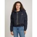 Steppjacke TOMMY JEANS "TJW CRP ALASKA PUFFER", Damen, Gr. XL (42), blau (schwarz night navy), Web, Obermaterial: 100% Polyester. Futter: 100% Polyester, unifarben, casual, figurbetont kurz, Langarm eingesetzt mit Klettverschluss, Jacken, mit Logostickereien