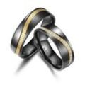 Verlobungsring MARRYA "BLACK TITANIUM by MARRYA" Gr. 48, schwarz (herren ring, schwarz, gold), Fingerringe, Damen, 48, Titan