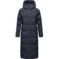 Wintermantel RAGWEAR "Patrise" Gr. S (36), blau (navy) Damen Mäntel Extralanger Winter Steppmantel mit Gehschlitzen