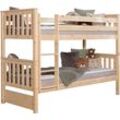 Etagenbett TICAA "Sammy", beige (natur, kiefer massiv natur), B:103,5cm H:160cm L:213cm, Etagenbetten, mit Rollrost, Kiefer