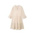 TOM TAILOR Damen Tunika Kleid mit Streifen, beige, Gestreift, Gr. 36