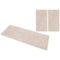 Hochflor-Bettumrandung MY HOME "Microfaser Teppich Magong, besonders weich, sehr feiner Flor" Gr. 14, beige (natur), H:25mm, Obermaterial: 100% Polyester, Bettumrandung, uni, einfarbiger Bettvorleger, Läufer-Set, Schlafzimmer, Kinderzimmer