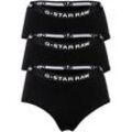 G-STAR RAW Damen Hipster Slips, 3er Pack - Hipster, Cotton Stretch, Logo, einfarbig Schwarz M