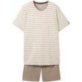 TOM TAILOR Herren Pyjama mit Streifenmuster, grau, Gestreift, Gr. 48