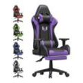 Bigzzia - Gaming Stuhl 110kg Gaming Stuhle mit Lendenwirbelstütze - Gaming Chair mit einklappbaren Fußstütze - Gamer Stuhl pu Leder - Gaming Stühle