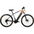 E-Bike TOTEM "FJ-M" E-Bikes Gr. 46 cm, 29 Zoll (73,66 cm), grau (stahlgrau, orange) Pedelec, Elektrofahrrad für Damen u. Herren, MTB, Mountainbike