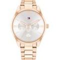 Multifunktionsuhr TOMMY HILFIGER "CAMILLE" Armbanduhren rosegold (roségoldfarben, grau) Damen Quarzuhr, Armbanduhr, Damenuhr, Herrenuhr, Edelstahlarmband,Datum